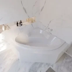Badewanne Schulte Coralia 140x140 cm Komplettset mit Wannenträger und Ab- und Überlaufgarnitur