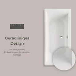 Badewanne Schulte Onda 200x90 cm Komplettset mit Wannenträger und Ab- und Überlaufgarnitur