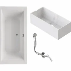 Badewanne Schulte Onda 170x75 cm Komplettset mit Wannenträger und Ab- und Überlaufgarnitur