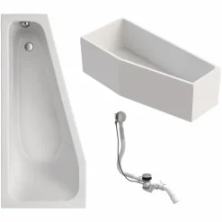 Badewanne Schulte Riva links 170x75 cm mit Wannenträger und Ab- und Überlaufgarnitur