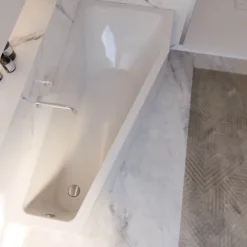 Badewanne Schulte Riva rechts 170x75 cm mit Fußgestell und Ab- und Überlaufgarnitur