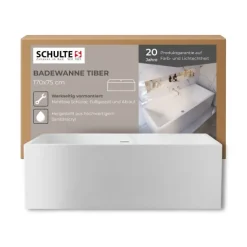 Badewanne Schulte Tiber Vorwand eckig 1700x750 mm weiß inkl. Ablaufgarnitur Push-Up, Chrom