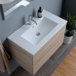Badezimmermöbel-Set, 4-teilig, 90 cm, Holz-Optik-Eiche | Berlin
