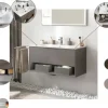 Badmöbel-Set FACKELMANN B.Paris BxHxT 705 x 498 x 465 mm Frontfarbe rigoletto eiche mit Gusswaschtisch