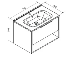 Badmöbel-Set FACKELMANN B.Paris BxHxT 705 x 498 x 465 mm Frontfarbe rigoletto eiche mit Gusswaschtisch
