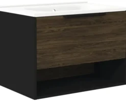 Badmöbel-Set FACKELMANN B.Paris BxHxT 705 x 498 x 465 mm Frontfarbe rigoletto eiche mit Gusswaschtisch