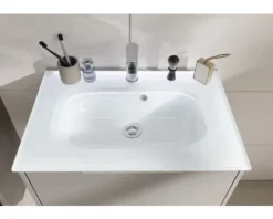 Badmöbel-Set FACKELMANN B.Paris BxHxT 705 x 493 x 465 mm Frontfarbe cubanit grey mit Glaswaschtisch