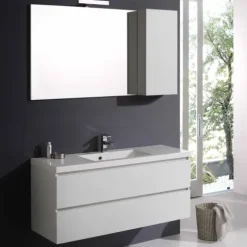 Badmöbelset mit Hängeschrank in weißer Holzoptik, 120cmx 39cm | Manhattan
