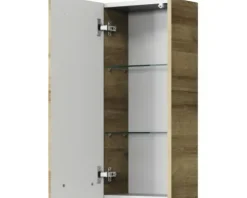 Badmöbel-Set Pelipal Kumba BxHxT 107 x 200 x 50 cm Frontfarbe eiche riviera 5-teilig und mehr mit Glas-Waschtisch weiß, Unterschrank und Wandschrank 99.770326471