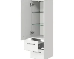 Badmöbel-Set Pelipal Kumba BxHxT 137 x 200 x 50 cm Frontfarbe weiß glanz 5-teilig und mehr mit Mineralguss-Waschtisch weiß, Midischrank, Unterschrank und Wandschrank 99.770126093