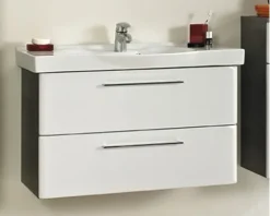 Badmöbel-Set Pelipal Sera BxHxT 92 x 57,5 x 47 cm Frontfarbe weiß hochglanz mit Waschtisch Keramik weiß 979.000920