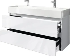Badmöbel-Set Pelipal Torino BxHxT 121 x 66,7 x 40 cm Frontfarbe weiß hochglanz Badmöbelset 2-teilig mit Waschtisch Keramik weiß