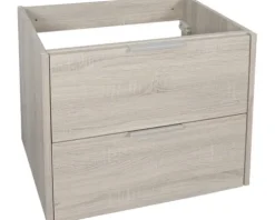 Badmöbel-Set Differnz Bolo 61 x 110 x 46 cm Frontfarbe eiche hell Waschtisch weiß und Spiegel Waschtisch Unterschrank