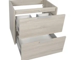 Badmöbel-Set Differnz Bolo 61 x 110 x 46 cm Frontfarbe eiche hell Waschtisch weiß und Spiegel Waschtisch Unterschrank