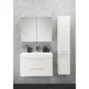 Badmöbel-Set Differnz Somero BxHxT 60 x 170 x 38 cm Frontfarbe weiß hochglanz mit Waschtisch Mineralguss weiß