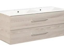 Badmöbel-Set FACKELMANN B.clever BxHxT 120 x 51 x 46 cm Frontfarbe alaska esche mit Waschtisch Mineralguss weiß 82926