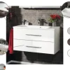Badmöbel-Set FACKELMANN B.clever BxHxT 120 x 51 x 46 cm Frontfarbe weiß hochglanz mit Waschtisch Mineralguss weiß 82923