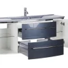 Badmöbel-Set Marlin 3040 Frontfarbe anthrazit glanz 2-teilig mit Mineralmarmor-Waschtisch granit grau BxHxT 122 x 90 x 48 cm