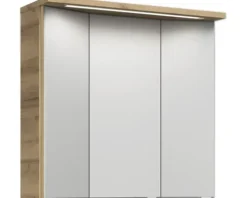 Badmöbel-Set Pelipal Kumba BxHxT 137 x 200 x 50 cm Frontfarbe eiche riviera 5-teilig und mehr mit Mineralguss-Waschtisch weiß, Midischrank und Unterschrank 99.770121472