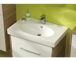 Badmöbel-Set Pelipal Lagos BxHxT 80 x 58,5 x 48 cm Frontfarbe weiß hochglanz mit Waschtisch Keramik weiß 382.000810