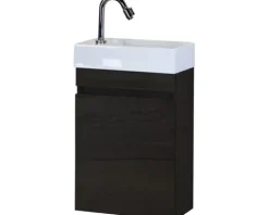 Badmöbel-Set Sanox Maxim Frontfarbe black oak BxHxT 40 x 65 x 22 mm mit Keramikwaschtisch