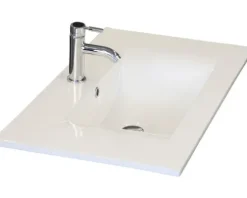 Badmöbel-Set Sanox Seville BxHxT 61 x 170 x 46 cm Frontfarbe weiß hochglanz mit Waschtisch Keramik weiß