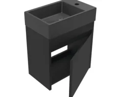 Badmöbelset 2-teilig form&style Avellino BxHxT 45 x 54 x 28 cm Frontfarbe schwarz mit Waschtisch Keramik schwarz