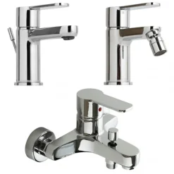 Badset bestehend aus 3 Armaturen, aus Messing verchromt | Nora