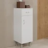 Bad-Unterschrank auf Füßen, mit Tür und Schublade in weißer Farbe | Easy