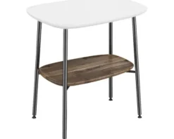 Beistelltisch VitrA Plural BxHxT 56,5 x 41,5 x 59 cm Ablagen weiß matt / Eiche und Fußgestell schwarz matt