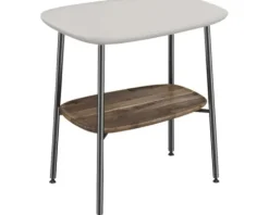 Beistelltisch VitrA Plural BxHxT 56,5 x 59 x 41,5 cm Ablagen taupe / Eiche und Fußgestell schwarz matt
