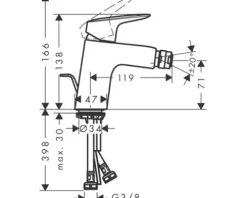 Bidetmischer hansgrohe Logis 71204000 chrom