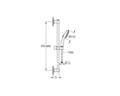 Brausegarnitur Grohe Quickfix Vitalio Start 110 III chrom glänzend Brausestangenlänge 600 mm 26032001