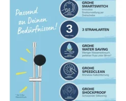 Brausegarnitur Grohe Quickfix Vitalio Start 110 III chrom glänzend Brausestangenlänge 600 mm 26032001
