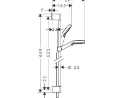 Brausegarnitur hansgrohe Crometta Vario EcoSmart weiß/chrom 26534400 Brausestangenlänge 65 cm