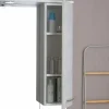Breites 106 cm Badmöbelset mit Türen und Füßen, Waschbecken, Spiegel mit Hängeschrank und LED | Rimini