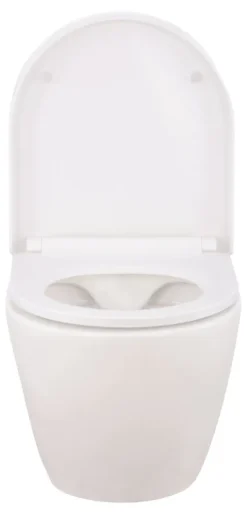 Calmwaters® Wand WC spülrandlos Weiß, mit WC-Sitz, Raumspar WC: 45 cm Ausladung, mit Absenkautomatik, Tiefspüler, Hänge WC, Wandmontage, Sanitärkeramik, 08AB6159