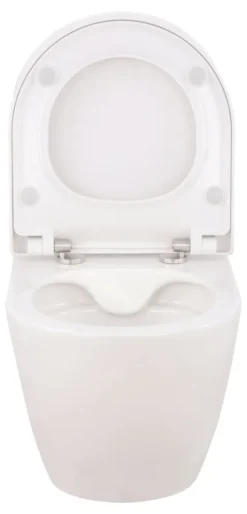 Calmwaters® Wand WC spülrandlos Weiß, mit WC-Sitz, Raumspar WC: 45 cm Ausladung, mit Absenkautomatik, Tiefspüler, Hänge WC, Wandmontage, Sanitärkeramik, 08AB6159