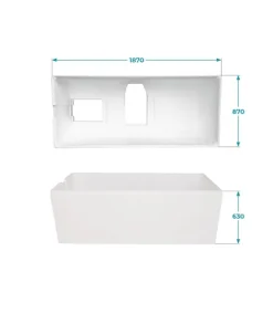 Calmwaters® Wannenträger 190 x 90 cm Modern Square 2, Passend für Rechteck-Badewanne 190x90 cm, Styroporträger, Schall- und wärmedämmend, Direkt verfliesbar, Badewannenträger in Weiß, 03AX3358