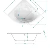Calmwaters® Eckbadewanne Komplettset 150x150 cm mit Wannenträger, Acrylwanne Curved Wellness, Ab- & Überlaufgarnitur, Duowanne für 2, Sitzbadewanne, Set Sitz-Badewanne komplett, Weiß, 99000091