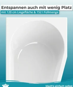 Calmwaters® Raumspar-Badewannen-Set 160x70 cm, Made in EU, mit Wannenträger & Ablaufgarnitur,, Acrylwanne Essential Small, platzsparende Wanne, Set Badewanne komplett, 160 x 70 cm, Weiß, 99000324