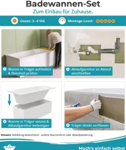 Calmwaters® Sechseck Badewanne Komplettset 190x90 cm mit Wannenträger & Ablaufgarnitur, Acrylwanne Exclusive, Duo-Badewanne für 2, Set Badewanne komplett, 6 Eck Badewanne 190 x 90, Weiß, 99000014