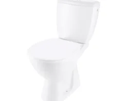 Cersanit WC-Kombination Set Basic Tiefspüler mit Spülrand weiß glänzend mit WC-Sitz FSS1110