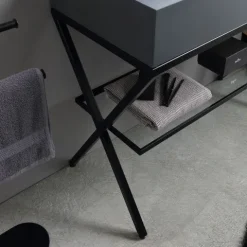100cm bodenstehendes Badmöbel- Set mit grauem Waschtisch | Manchester