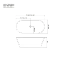 150 cm ovale Badewanne glänzend weiß  | Allegra