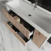 100cm Unterschrank mit Waschtisch und Spiegel 100x60 - geriffelt | Cortina