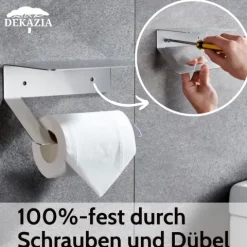 DEKAZIA® Toilettenpapierhalter ohne Bohren Edelstahl | Klopapierhalter ohne Bohren | Klorollenhalter ohne Bohren Klopapierhalter WC Papier Halterung Toilettenpapierhalter mit Ablage WC Rollenhalter