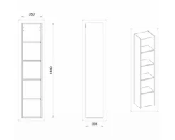Devo Seitenschrank offen Sonet BxHxT 35 x 164 x 30 cm structure graphit/Eiche