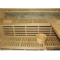 Dewello® Finnische Traditionelle Sauna SARNIA PLUS 180cm x 140cm inkl. 6 KW Harvia Ofen, inkl. Aufguss-Set, Sanduhr, Thermometer