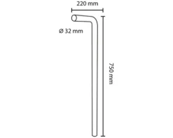 Differnz Abgangsbogen für Waschtische 750 x 220 mm Ø32 mm matt chrom